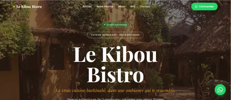 Site web du restaurant Le Kibou Bistro — convivial