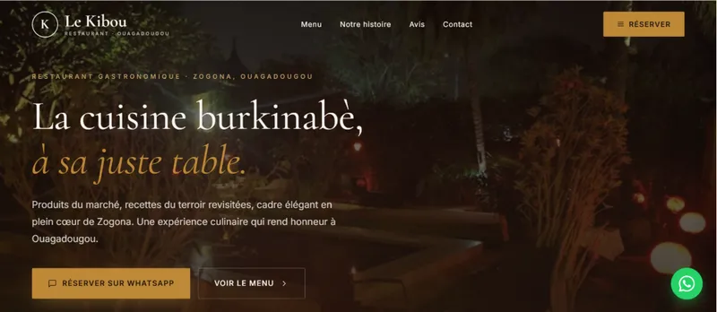 Site web du restaurant Le Kibou — gastronomique