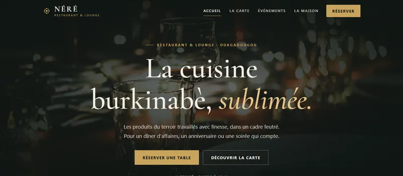 Site web du restaurant lounge Néré